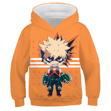 My Hero Academia Cosplay Bakugou Katsuki Sudadera Estampada con Capucha para Niños